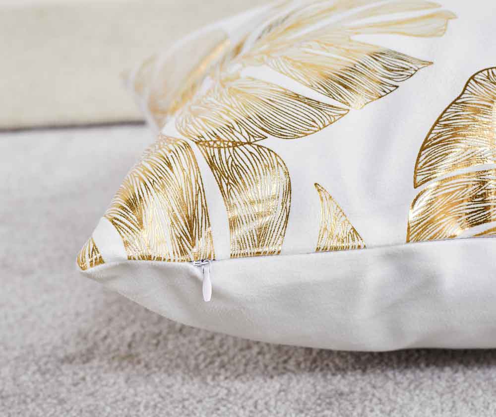 Decorative Throw Pillow Case Cushion Cover Gold Stamping Leaves ( Pack of 4 )