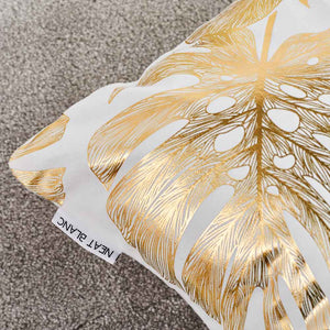 Decorative Throw Pillow Case Cushion Cover Gold Stamping Leaves ( Pack of 4 )